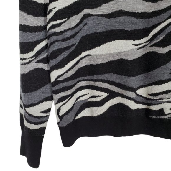 Equipment Femme Ondine Sweater 100% Wool Abstract Zebra Animal Print Quiet XS - Picture 5 of 12